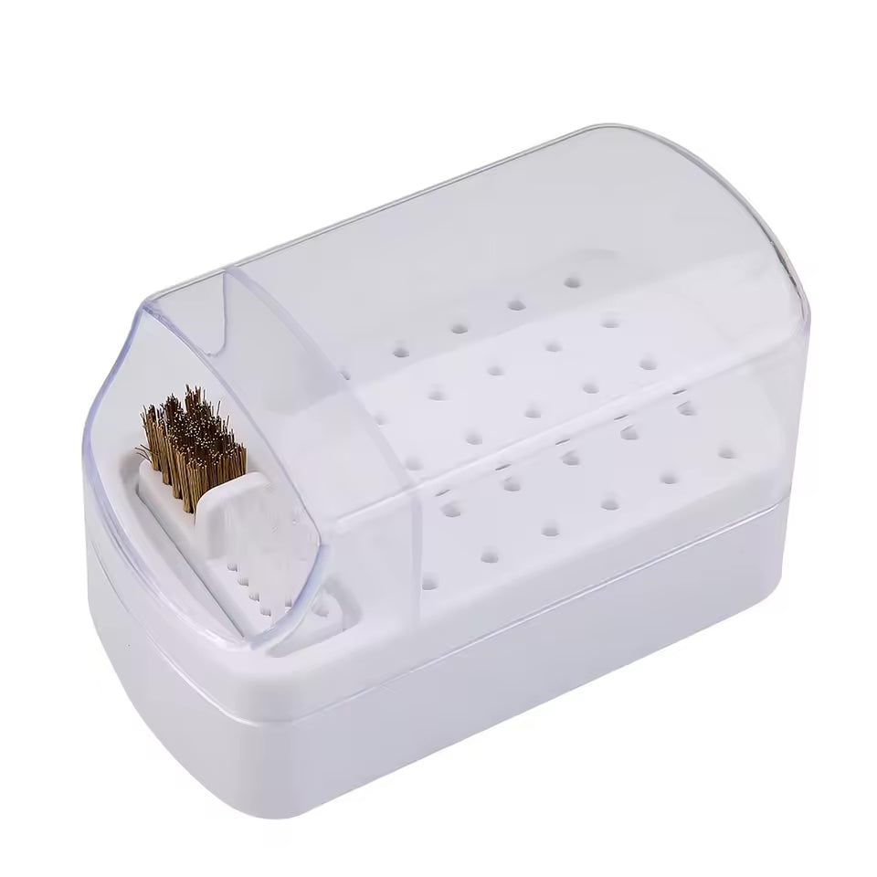 30 Holes acrylic nail drill bits holder + Brush