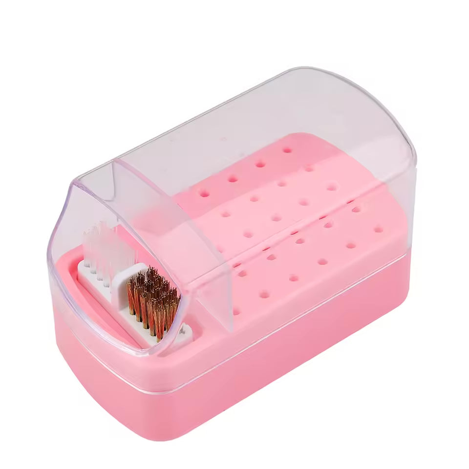 30 Holes acrylic nail drill bits holder + Brush