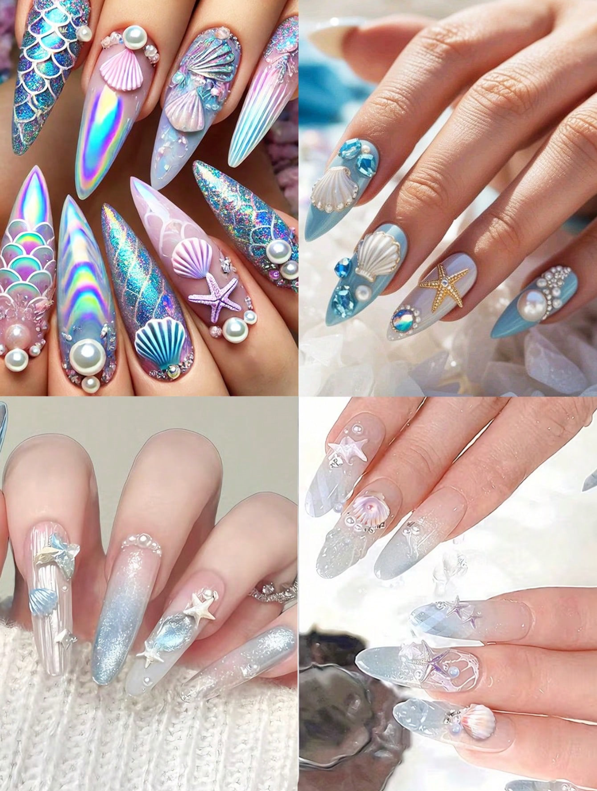 3D Aurora Ocean Nail Charms Set 72pcs