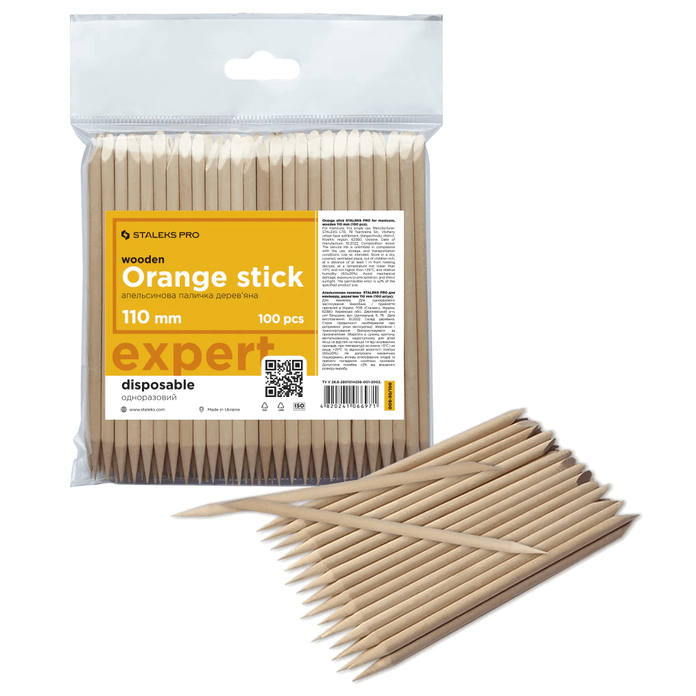 STALEKS PRO ORANGE STICK FOR MANICURE WOODEN 110 MM 100 PCS DOS-30/100 - STALEKS™