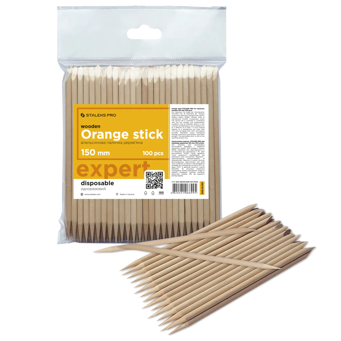 STALEKS PRO ORANGE STICK FOR MANICURE WOODEN 150 MM 100 PCS DOS-10/100 - STALEKS™