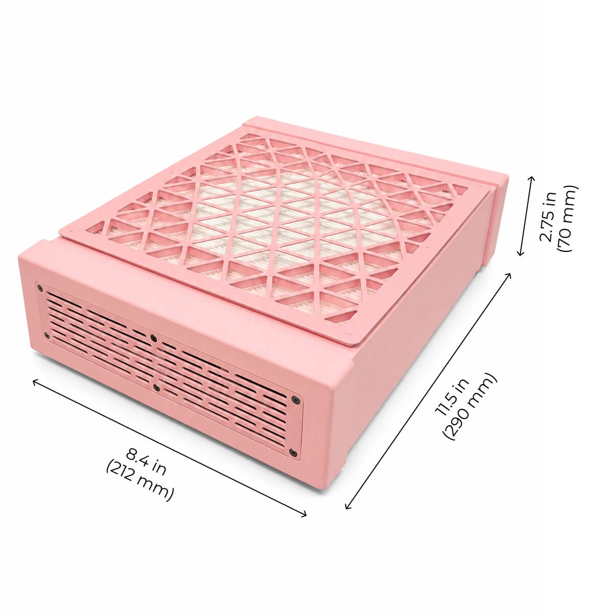 Aero Maxi pink dust collector set up on a manicure workstation