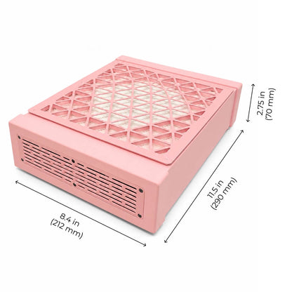 Aero Maxi pink dust collector set up on a manicure workstation