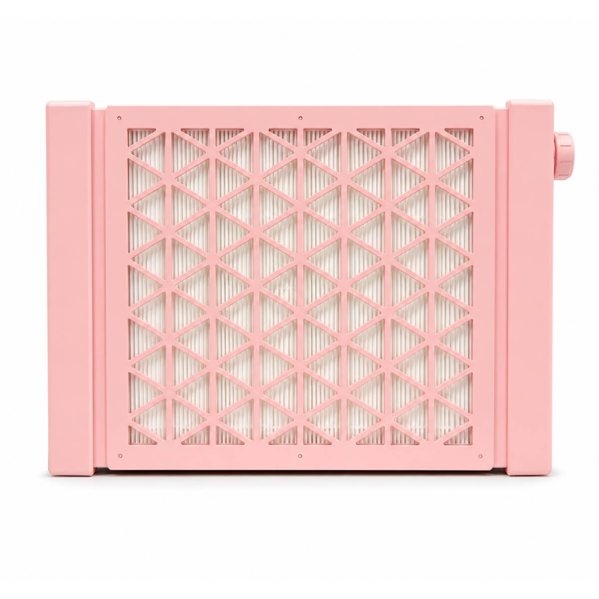 Aero Maxi pink dust collector mounted to a wall using its suction grip