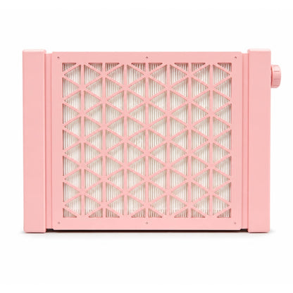 Aero Maxi pink dust collector mounted to a wall using its suction grip