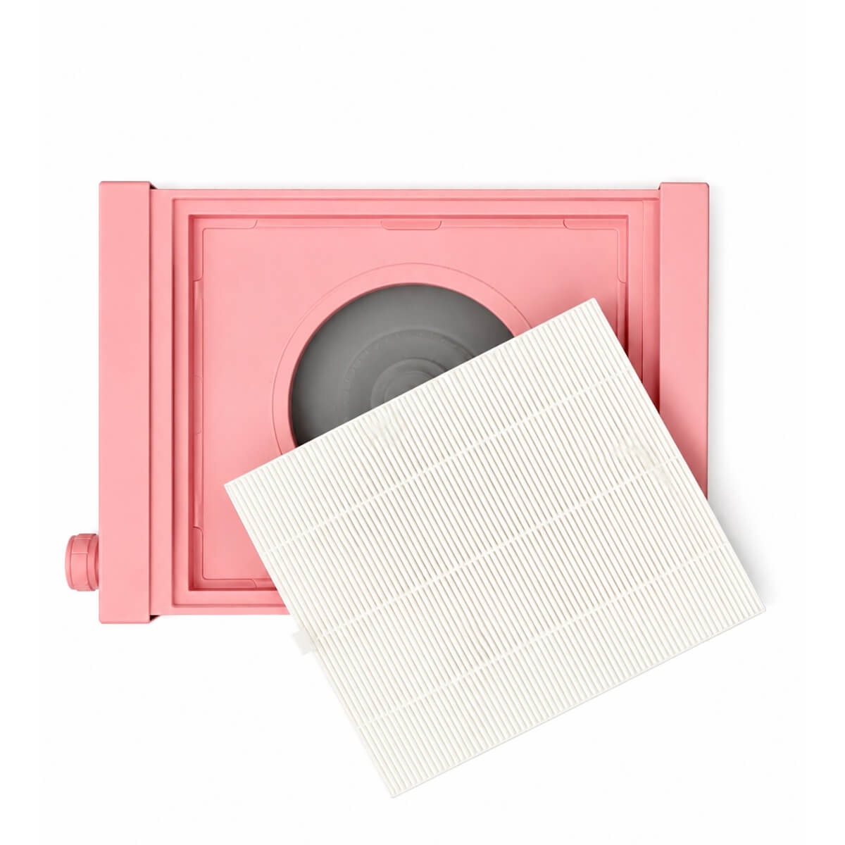 Aero Maxi pink dust collector with the magnetic lid open