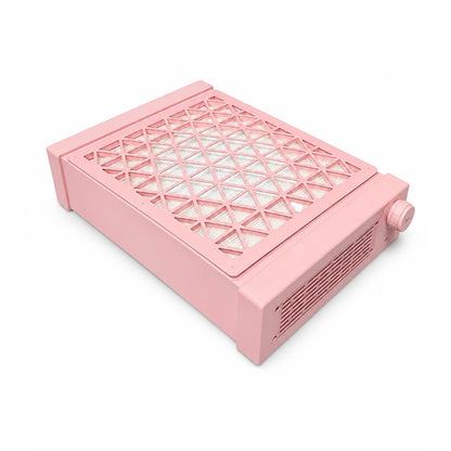 Aero Maxi Pink is a 160 CFM table-top nail dust collector with a HEPA filter, in a soft pink finish