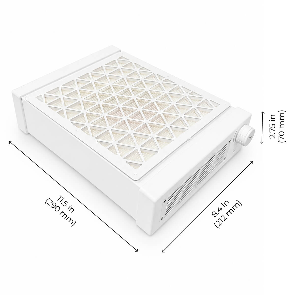 Aero Maxi is a compact table-top dust collector and vacuum built for manicure and pedicure workstations.