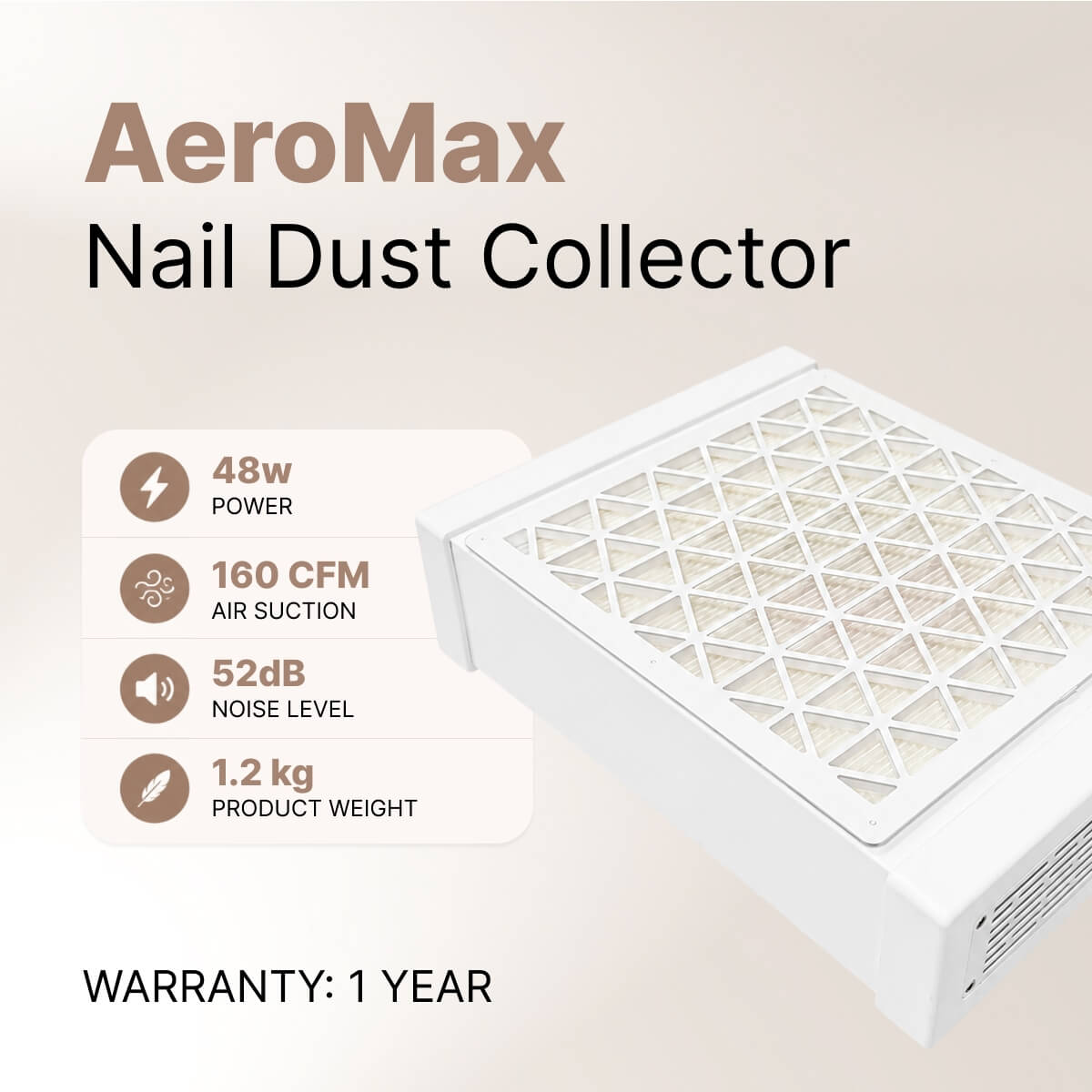 Aero Maxi dust collector set up on a manicure workstation