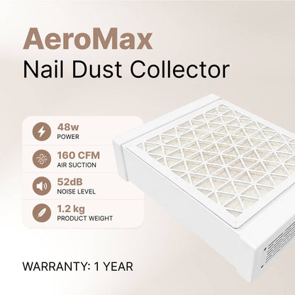 Aero Maxi dust collector set up on a manicure workstation