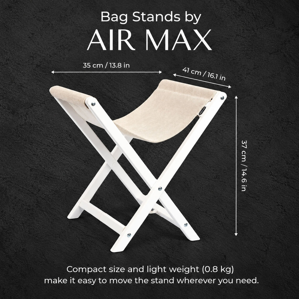 Nail salon bag stand for clients, beige and white