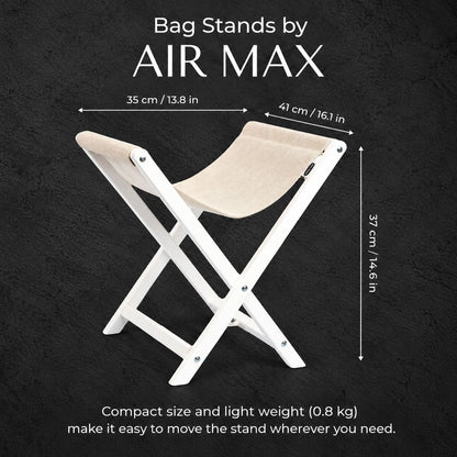 Nail salon bag stand for clients, beige and white