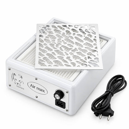 White nail dust collector AIR MAX Pantera 24, front view with magnetic top panel