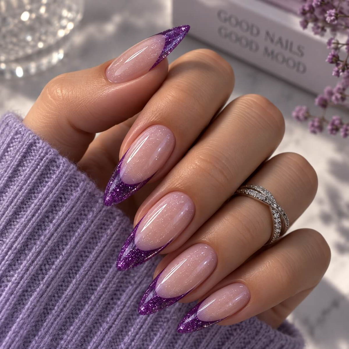 Akzentz Glitter Purple professional UV LED art gel