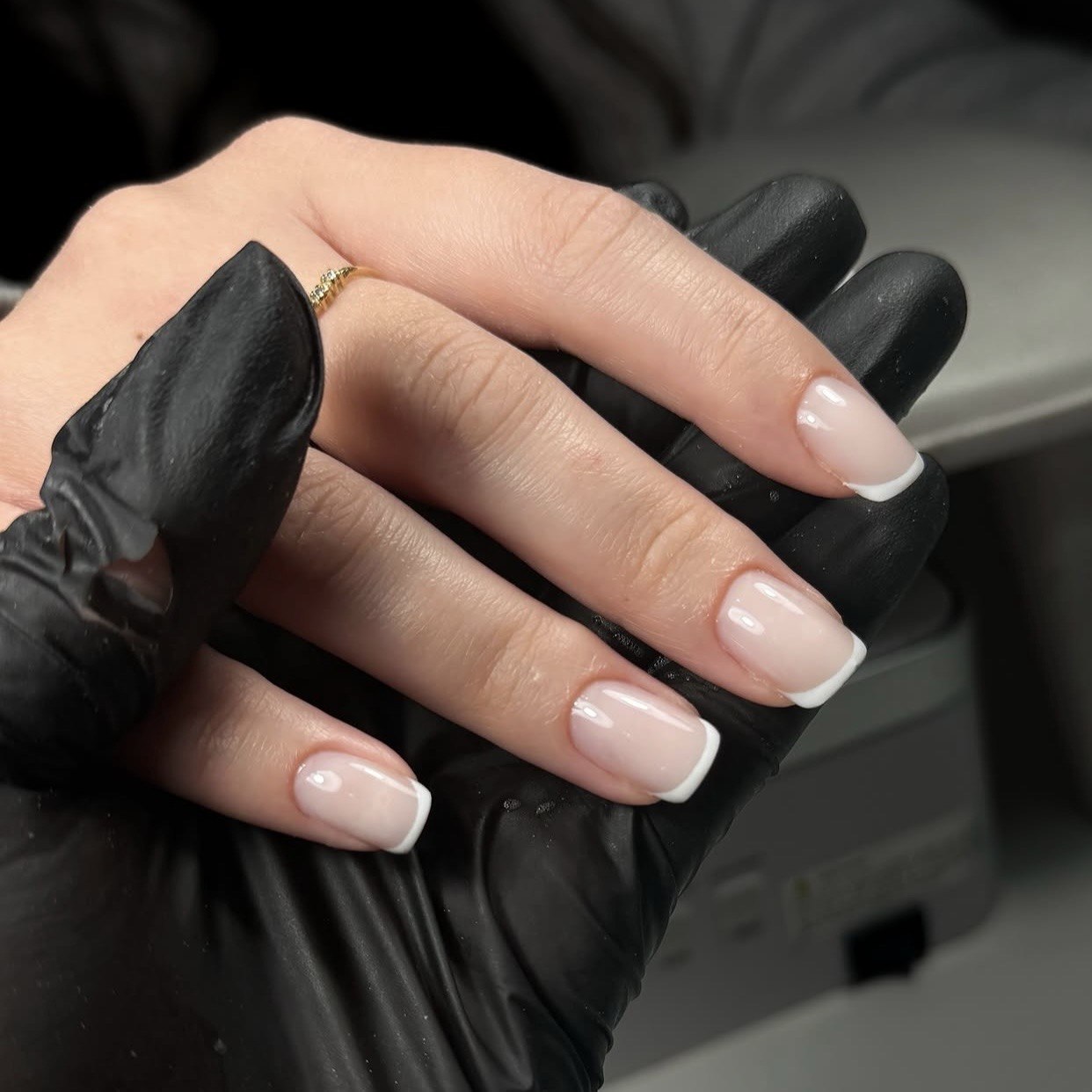Close-up of blush pink finish on Broadway Blush nails