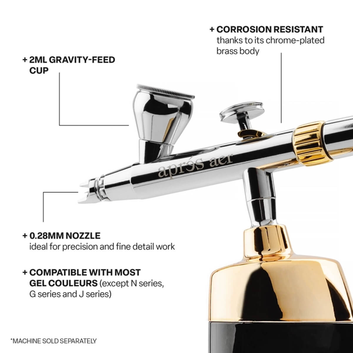 Apres Aer Gel Head (2025), precision nozzle close-up