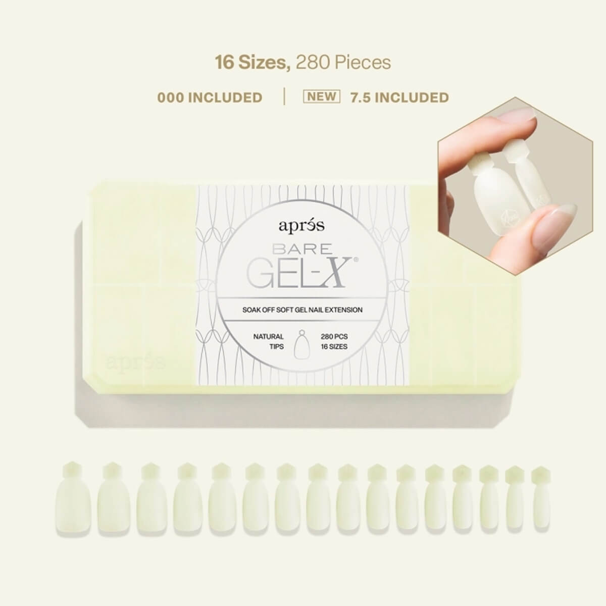 Apres Bare Gel-X Natural nail tips in 16 sizes
