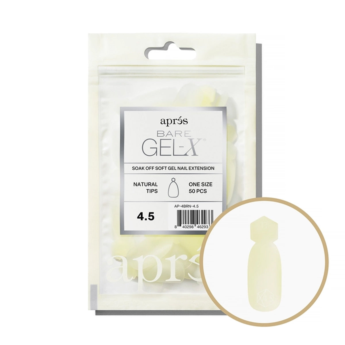 Apres Bare Gel-X Natural Refill Bag, size 4.5