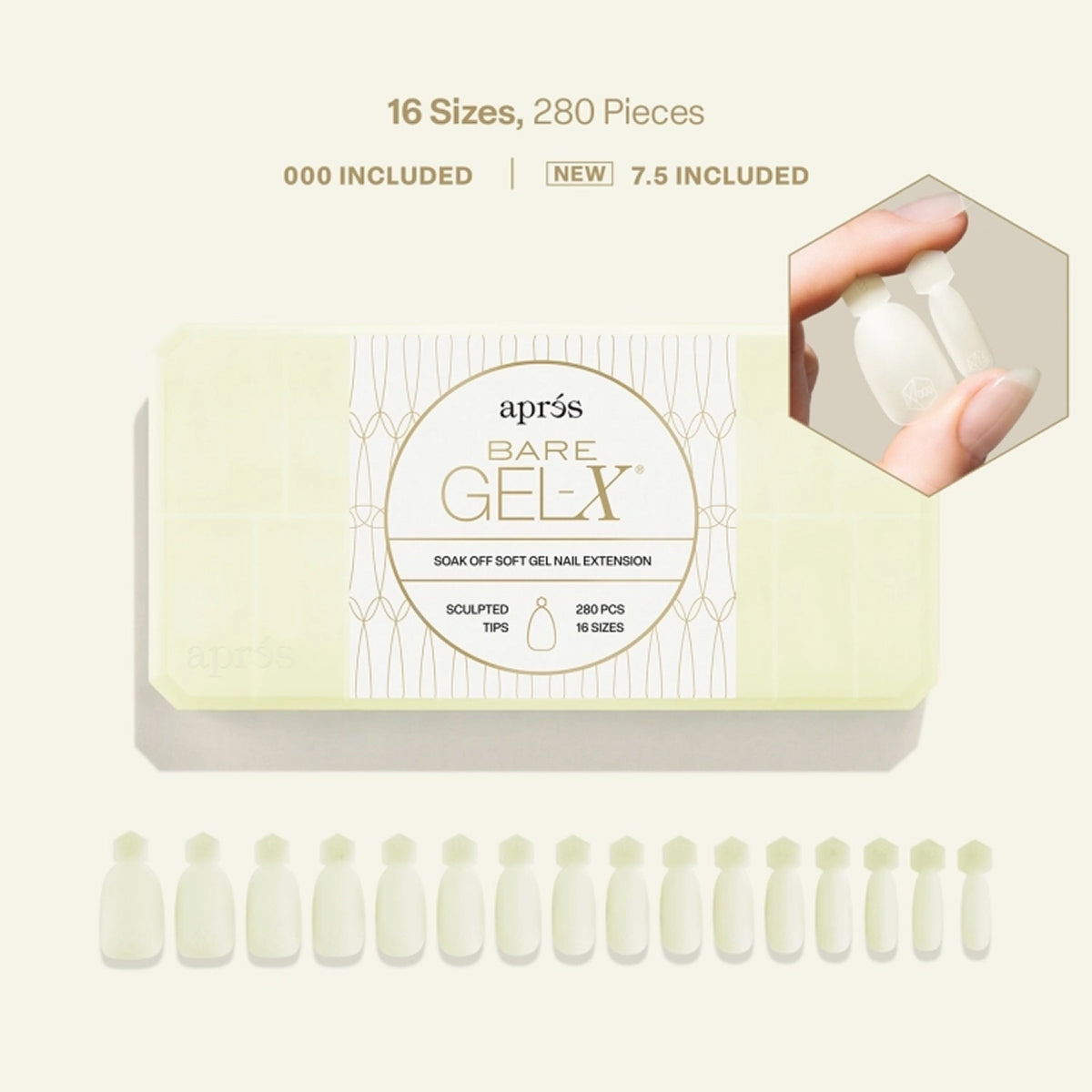 Apres Bare Gel-X Sculpted, single tip close-up, translucent off-white color