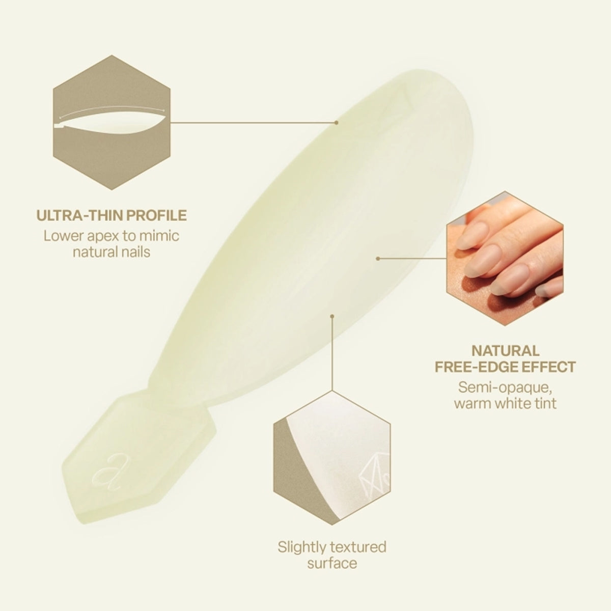 Apres Bare Gel-X Sculpted, tip applied to a curved natural nail