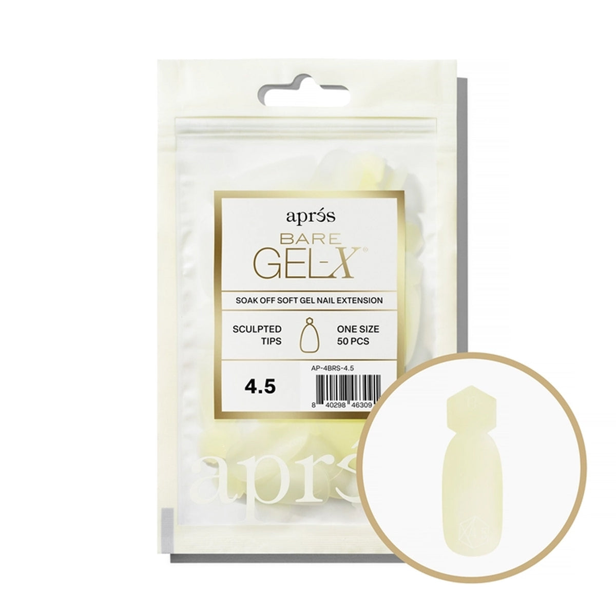 Apres Bare Gel-X Sculpted Refill Bag, size 4.5