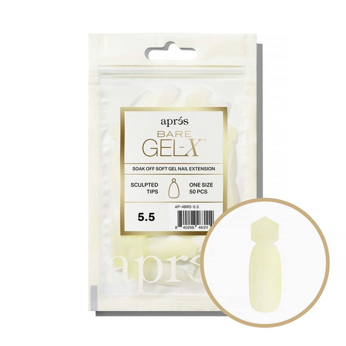 Apres Bare Gel-X Sculpted Refill Bag, size 5.5