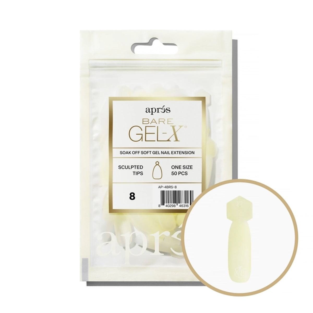 Apres Bare Gel-X Sculpted Refill Bag, size 8