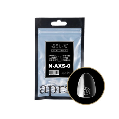 Apres Gel-X Natural Almond Extra Short Refill Bag, size 0, soft gel tip
