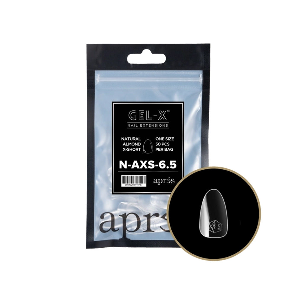 Apres Gel-X Natural Almond Extra Short Refill Bag, size 6.5, soft gel tip