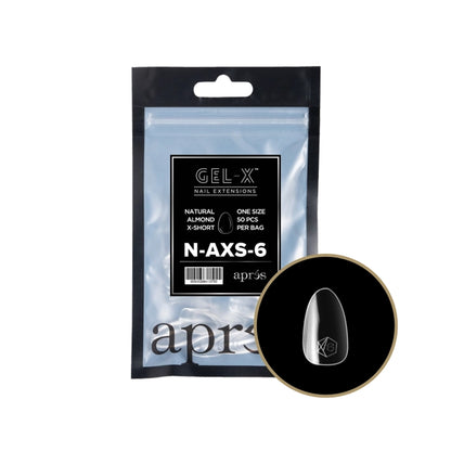Apres Gel-X Natural Almond Extra Short Refill Bag, size 6, soft gel tip