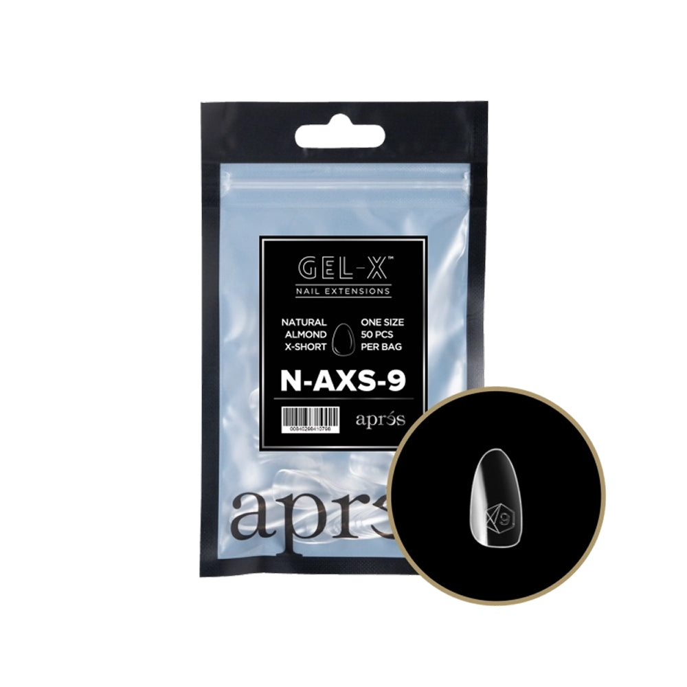 Apres Gel-X Natural Almond Extra Short Refill Bag, size 9, soft gel tip