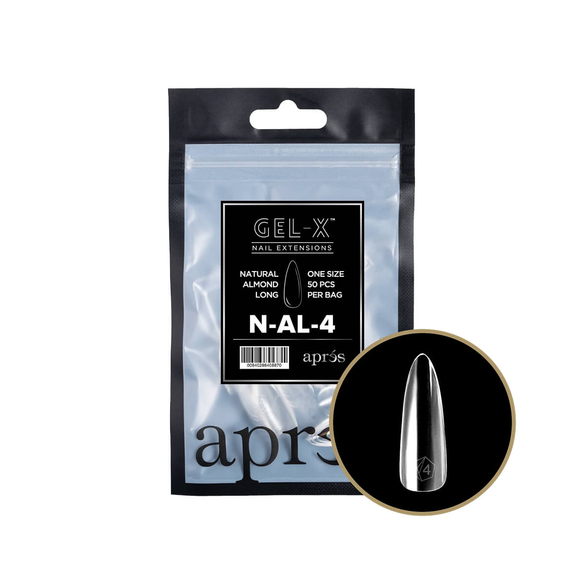 Apres - Gel-X Natural Almond Long Tips – Size 4 (50 pcs)