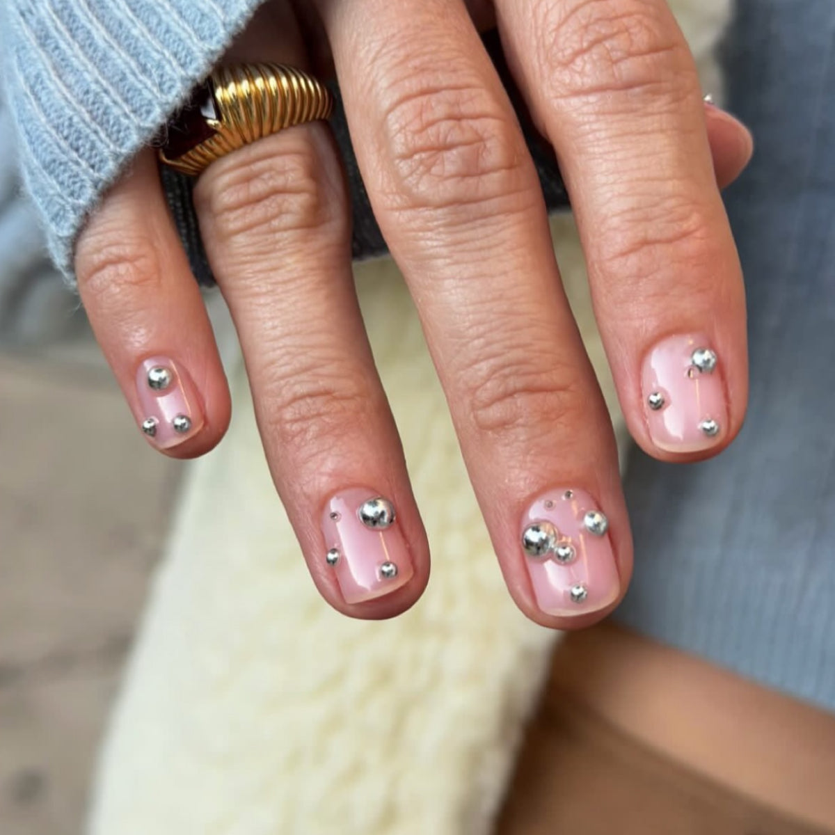 3D Pearl Beads Nail Charms (12 Grid Set) – Gold & Silver