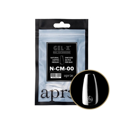 Apres Gel-X Natural Coffin Medium Tips – Size 00 (50 pcs)