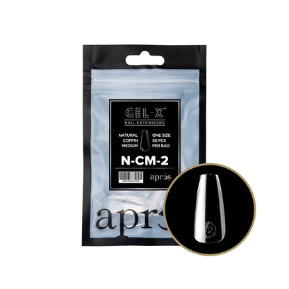 Apres Gel-X Natural Coffin Medium Tips – Size 2 (50 pcs)