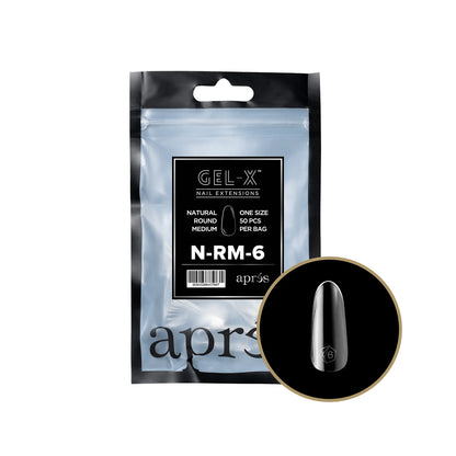 Apres Gel-X Natural Round Medium Tips – Size 6 (50 pcs)