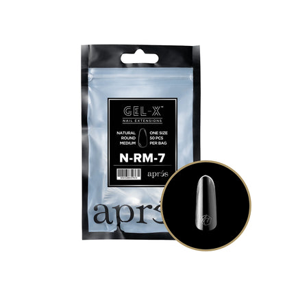 Apres Gel-X Natural Round Medium Tips – Size 7 (50 pcs)