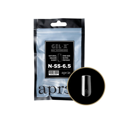 Apres Gel-X Natural Square Short Tips – Size 6.5 (50 pcs)