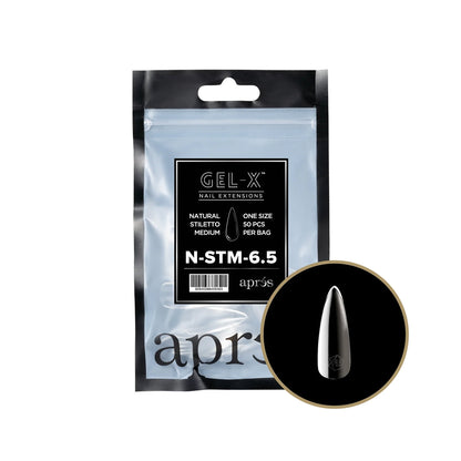 Apres Gel-X Natural Stiletto Medium Tips – Size 6.5 (50 pcs)