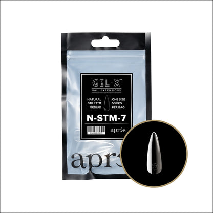 Apres Gel-X Natural Stiletto Medium Tips – Size 7 (50 pcs)
