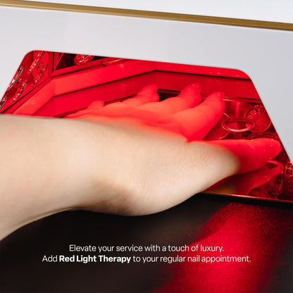 Hand placed inside the Apres Nova LED Lamp for curing