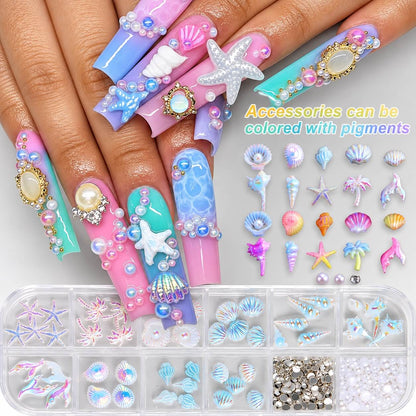 3D Aurora Nail Decorations 72pcs
