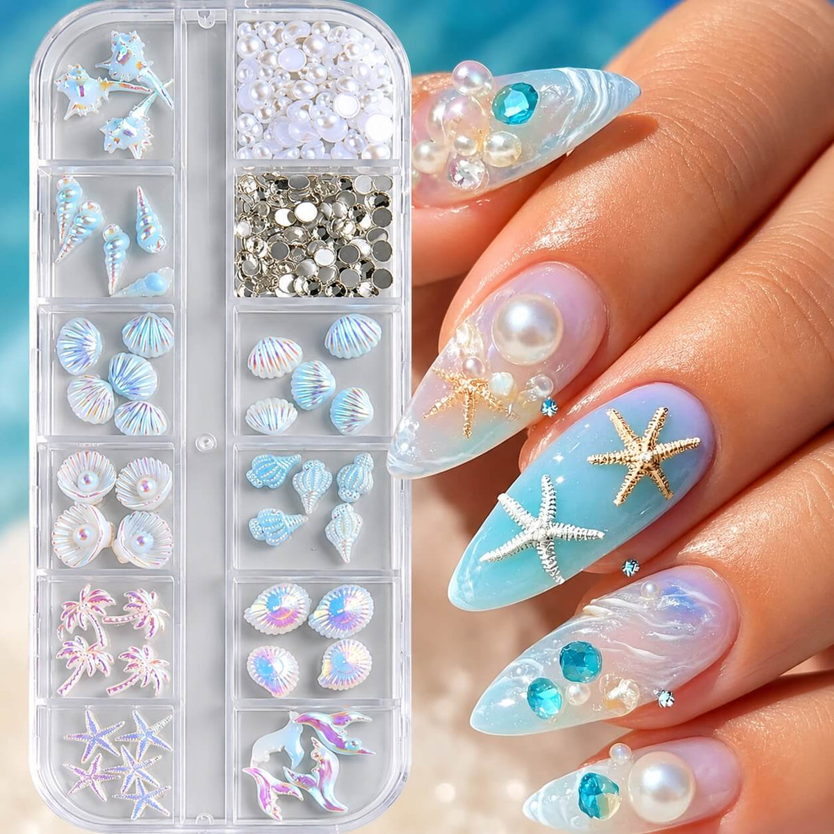 Blue Ocean 3D Nail Charms Kit