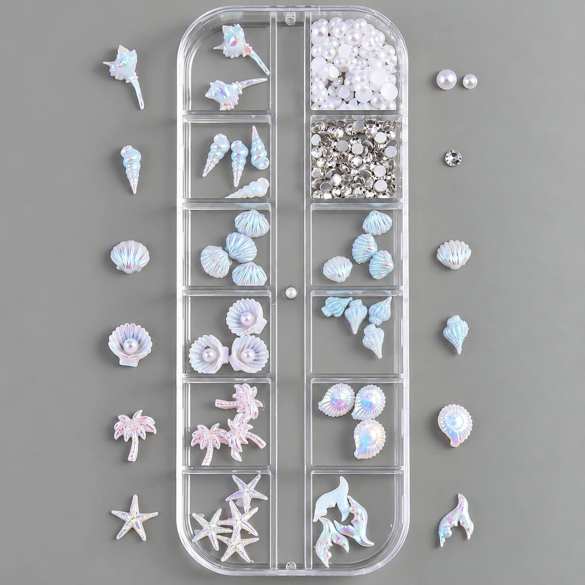 3D Aurora Ocean Nail Charms Blue 72pcs