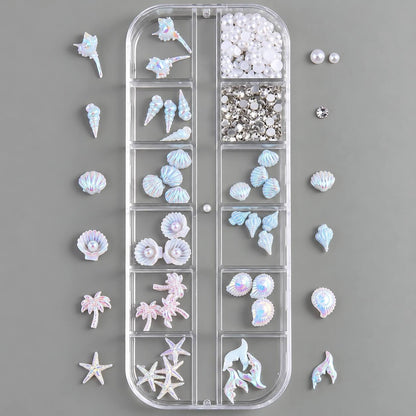 3D Aurora Ocean Nail Charms Blue 72pcs