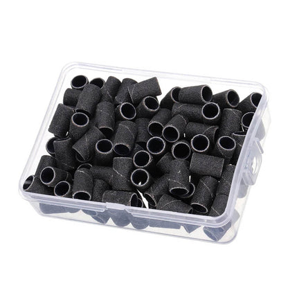Black nail sanding bands, 6.35 x 11 mm, in 80, 120 and 180 grit