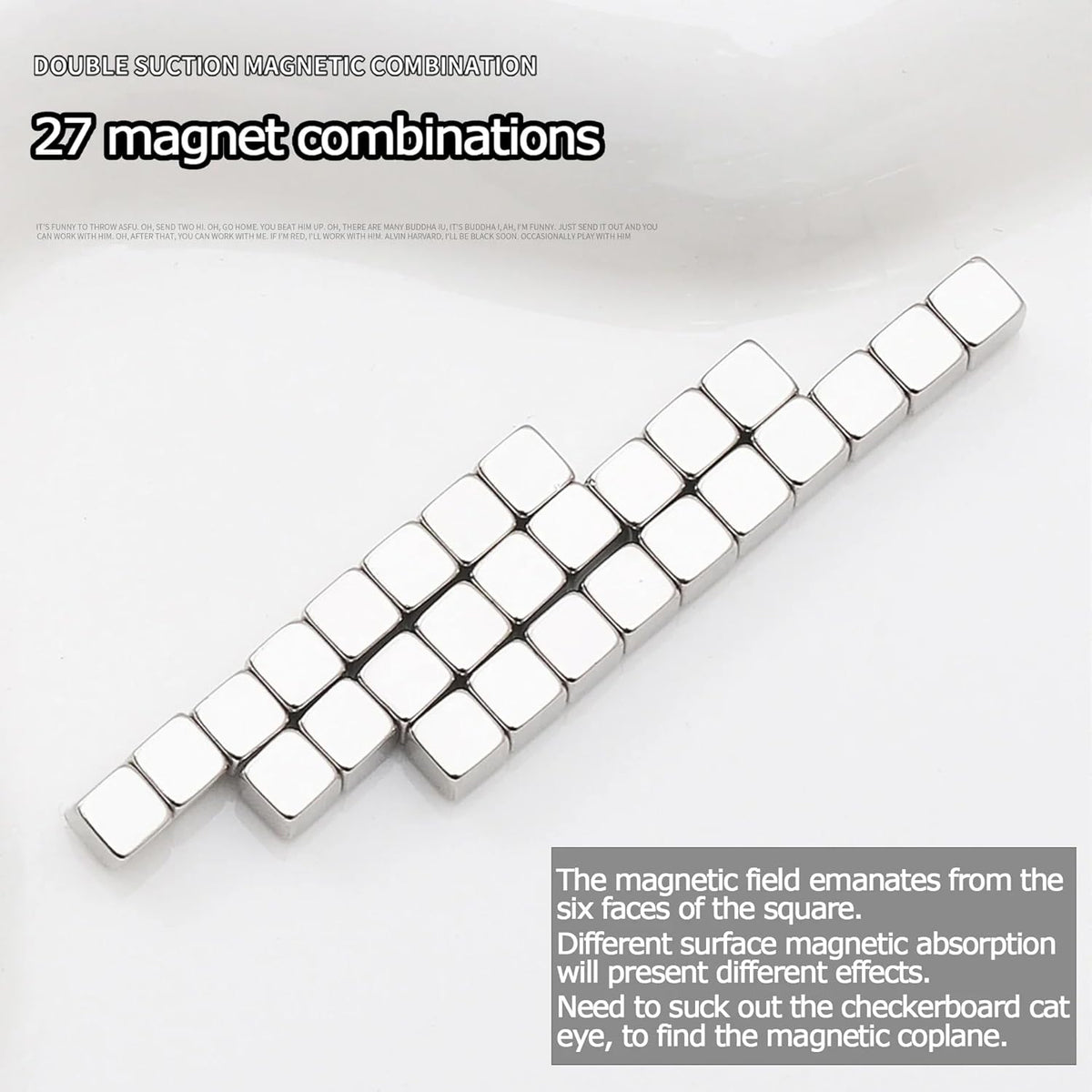 Stack of small silver cube magnets next to a single 5x5 mm cube