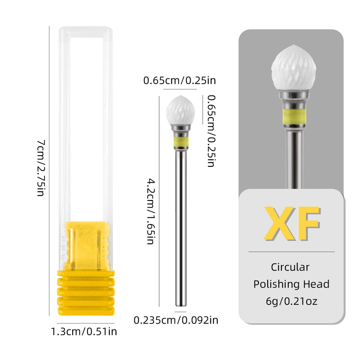KVADRO Ceramic Nail Bit, Ball Shape, Yellow XF #412 - Softest Grit, 0.65 cm Round Head