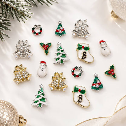 Christmas 3D nail art charms, random mix of 10 festive decorations