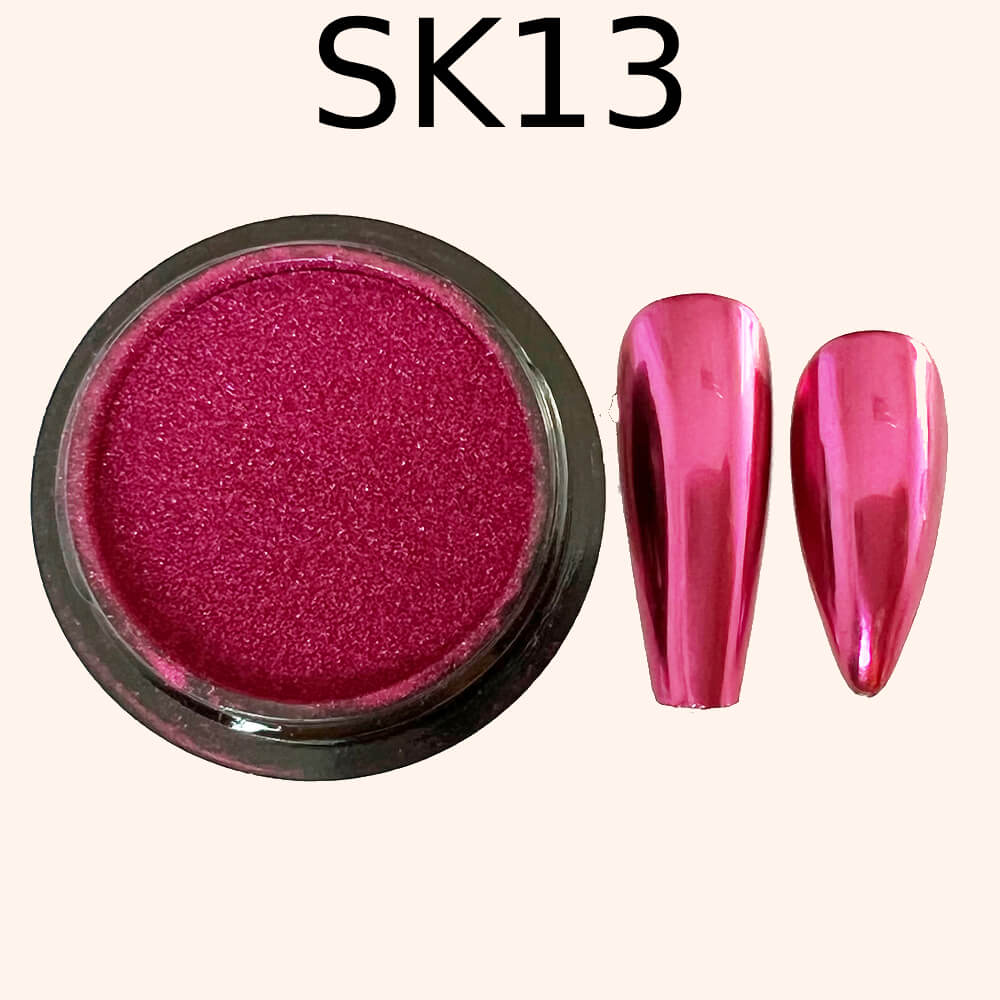 Mirror finish nail powder in a rainbow of shades for nail art